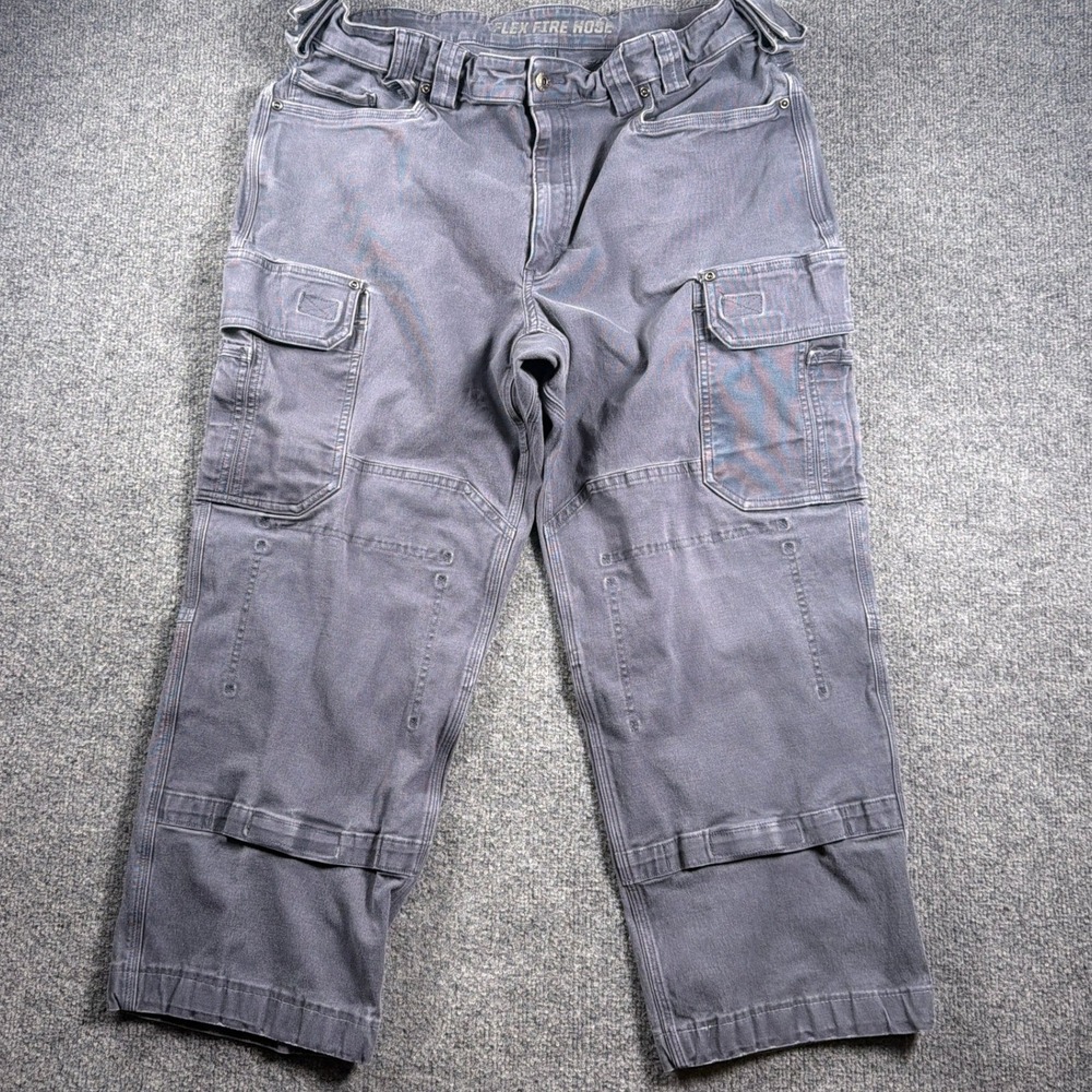 Duluth Trading Co Ultimate Flex Fire Hose Cargo Pants Mens 40x30 Gray Workwear